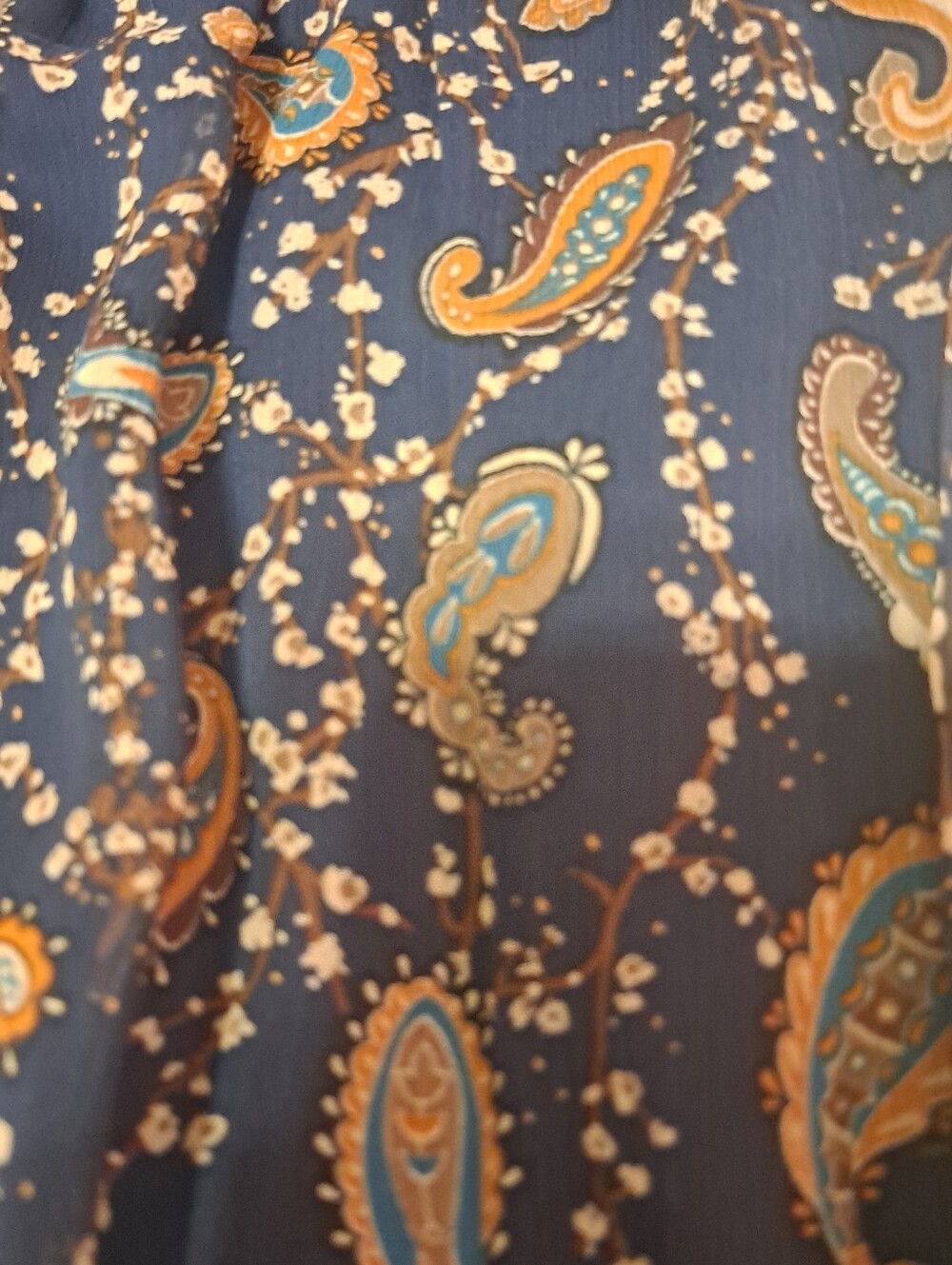 Lark & Grey Navy Paisley Tiered Long Sleeve Dress XL - Picture 7 of 9